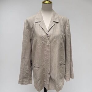 Parisian Signature Linen Blazer 12 Beige 100% Linen Lightweight Lagenlook Office